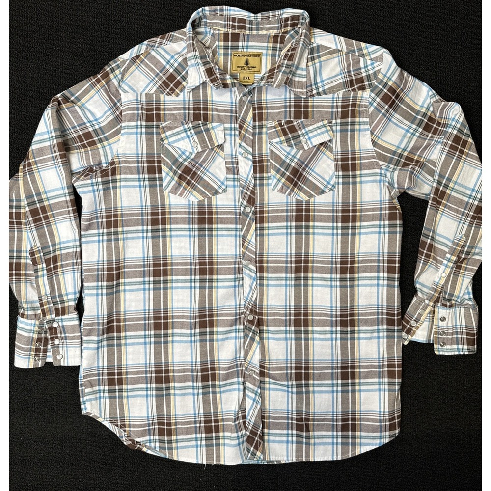 North Westwood Long‎ Sleeve Western Shirt With Pearl Button Up Size 2x Long Slee